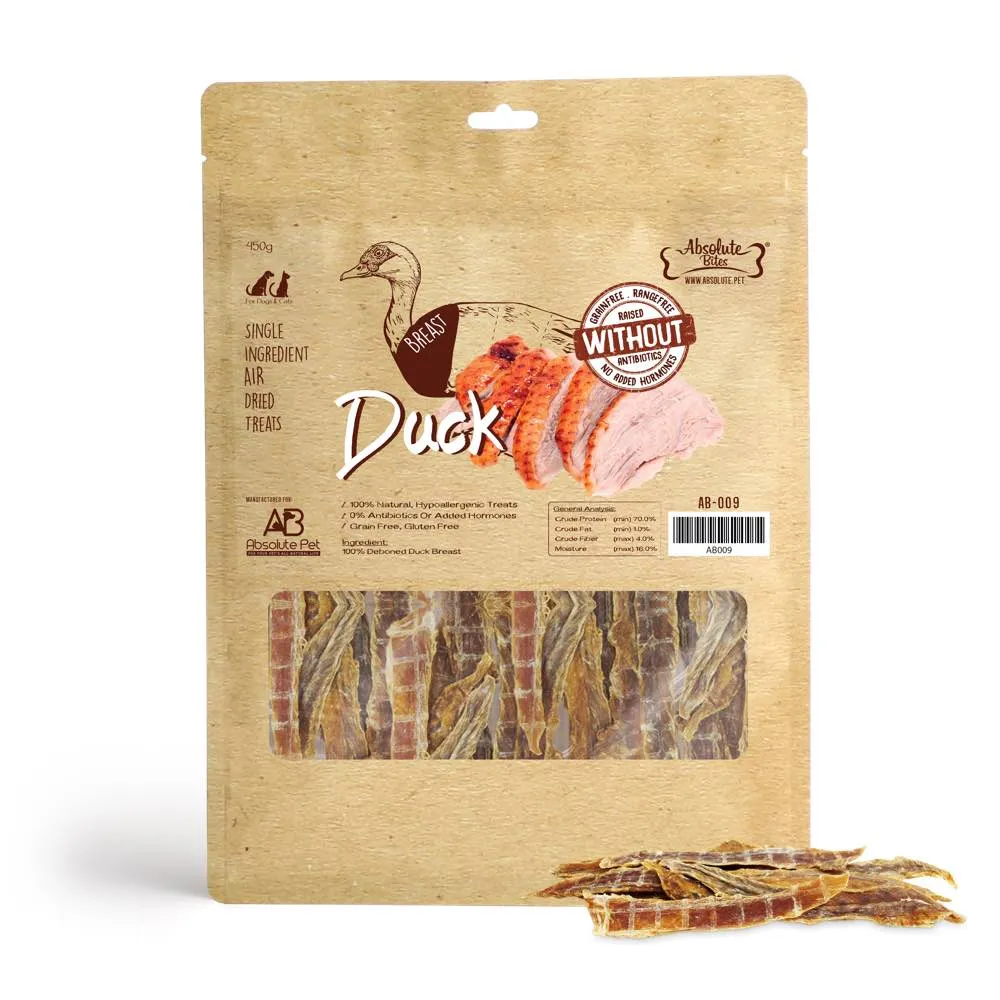 35% OFF: Absolute Bites Air Dried Duck Breast Dog Treats 350g