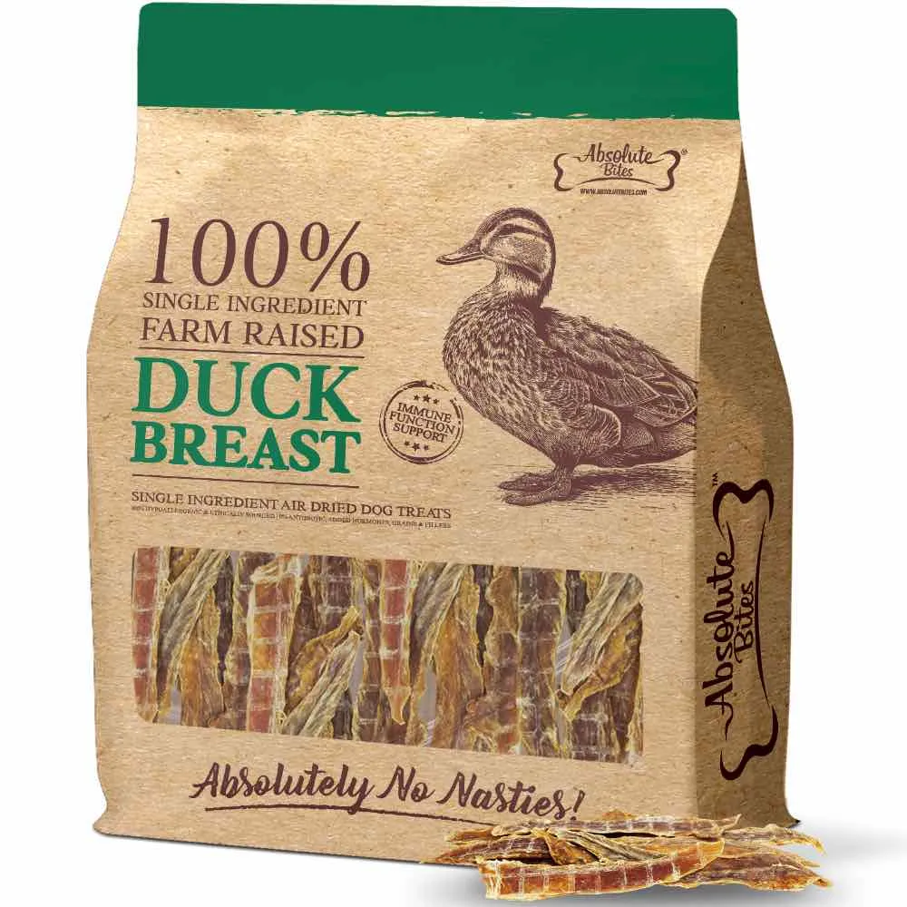 35% OFF: Absolute Bites Air Dried Duck Breast Dog Treats 350g