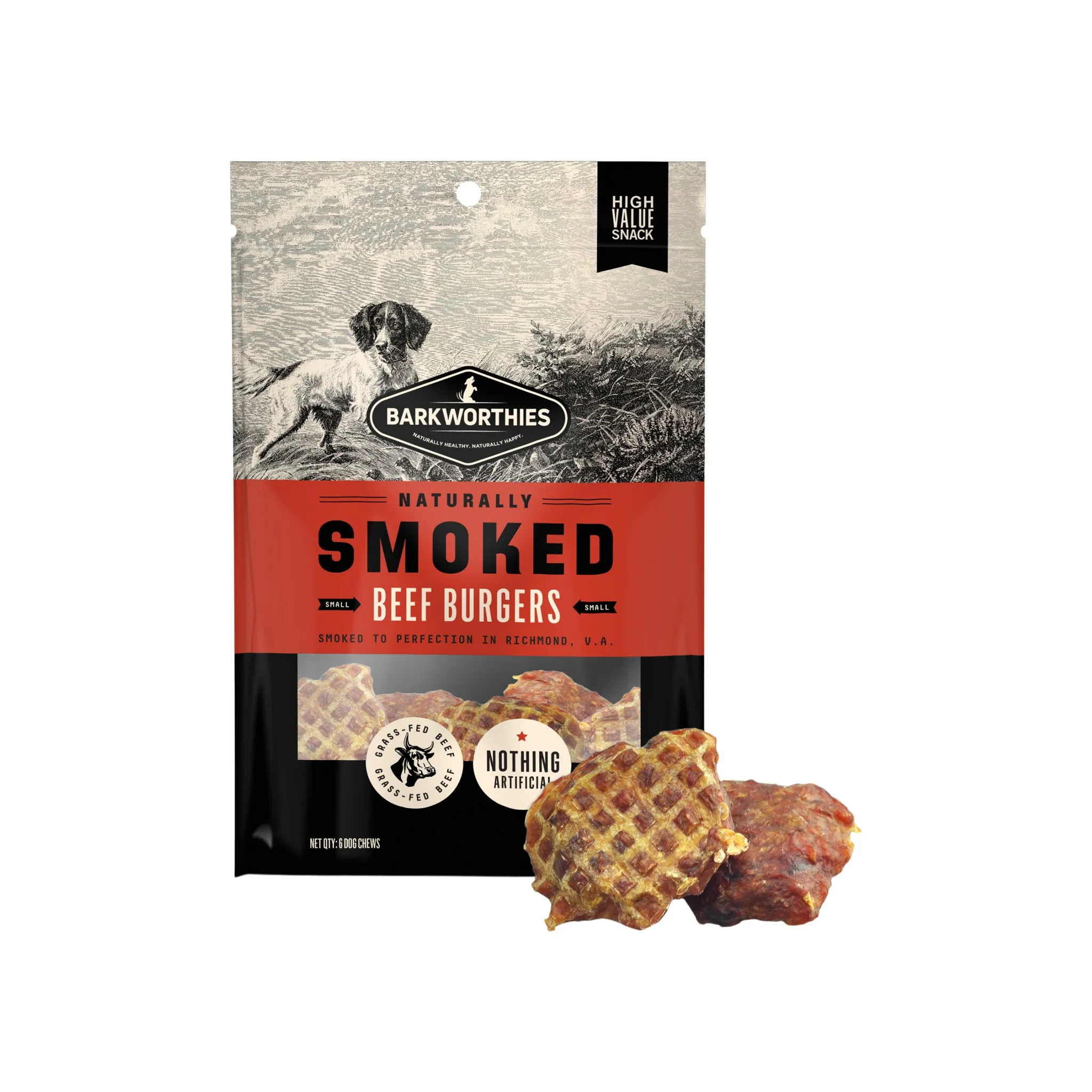 Barkworthies Naturally Smoked Beef Burgers Dog Chews