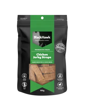 Black Hawk Chicken Jerky Straps Dog Treats 100g