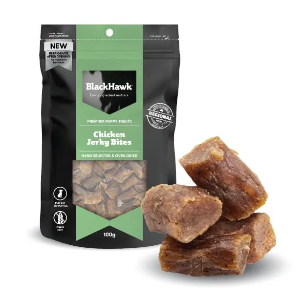 Black Hawk Dog Treats Chicken Jerky Bites for Puppies 100g