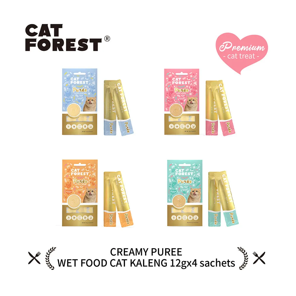 CAT FOREST Puree Chicken With Salmon Cat Treats 12g x 4