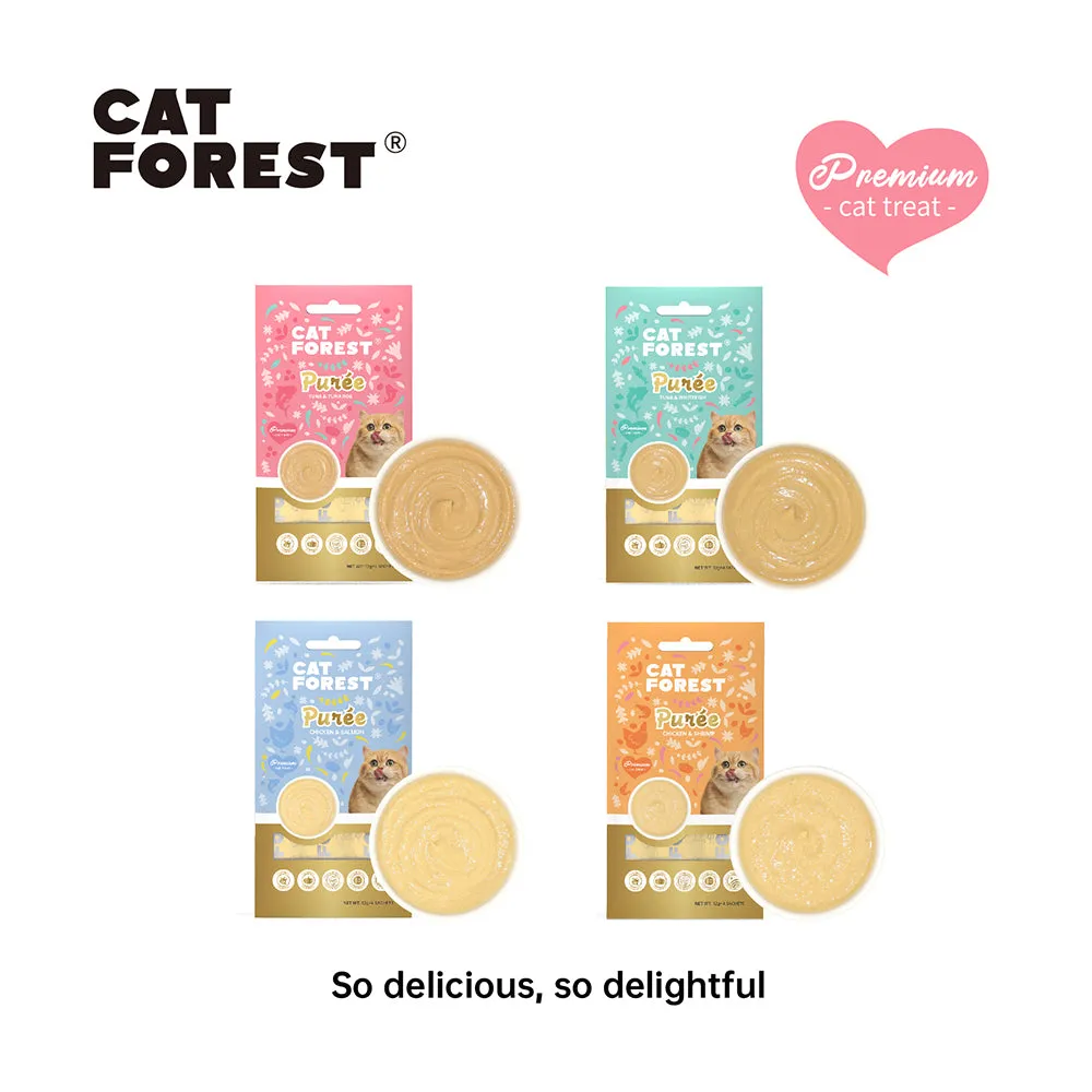 CAT FOREST Puree Chicken With Salmon Cat Treats 12g x 4