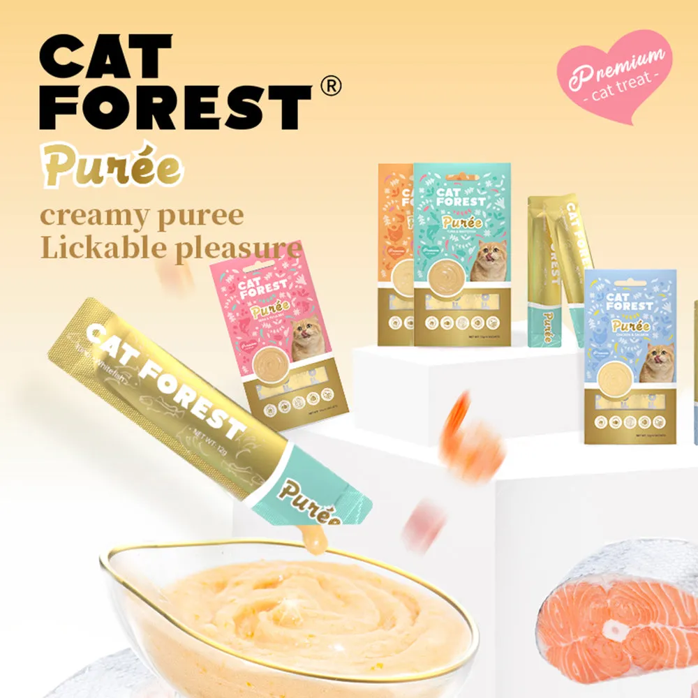 CAT FOREST Puree Tuna With Whitefish Cat Treats 12g x 4