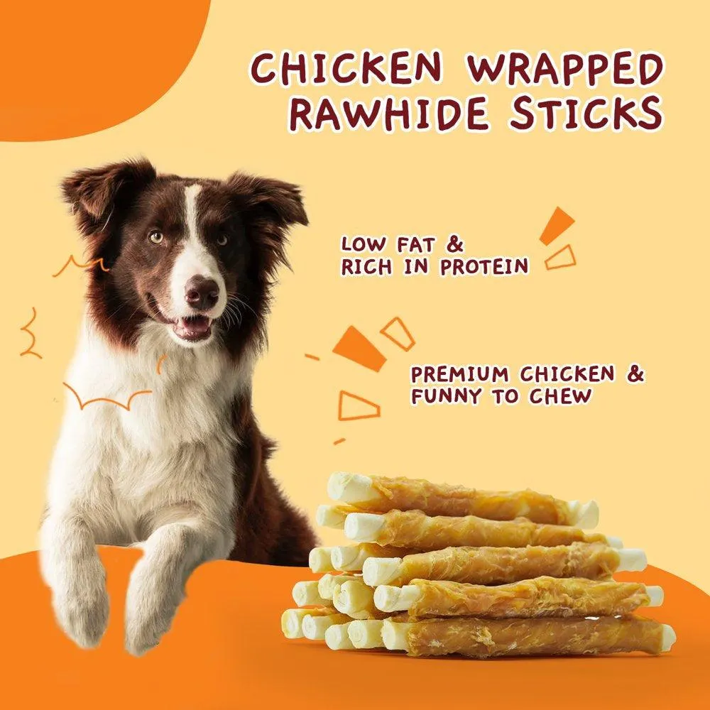 Chicken Wrapped Rawhide Sticks Dog Treats 10.6 Oz