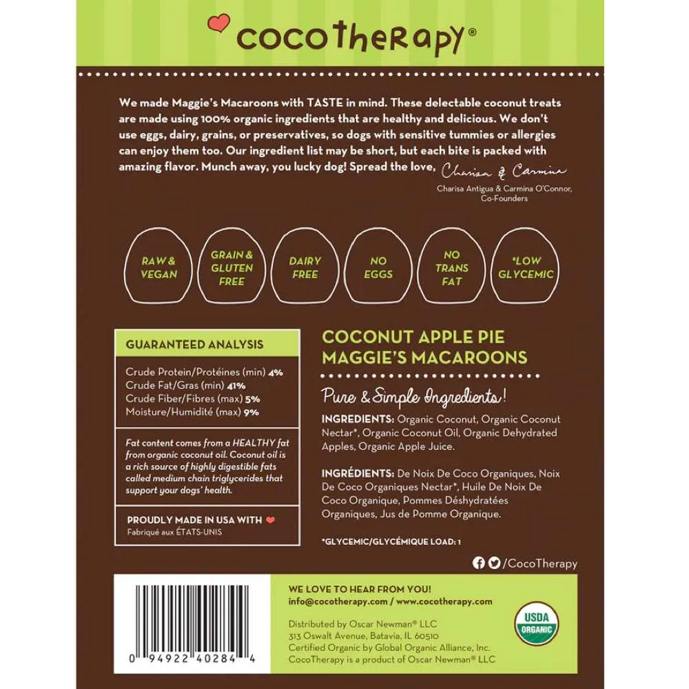 CocoTherapy Maggie’s Macaroons Coconut Apple Pie Grain-Free Dog Treats 4oz