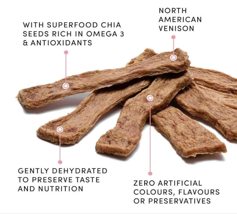 Crumps' Naturals Dog Treats: Venison Jerky With Chia Seeds