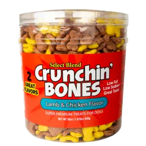 Crunchin' Bones Lamb Meal & Rice with Chicken & Rice Puffed Treats Bulk QTY