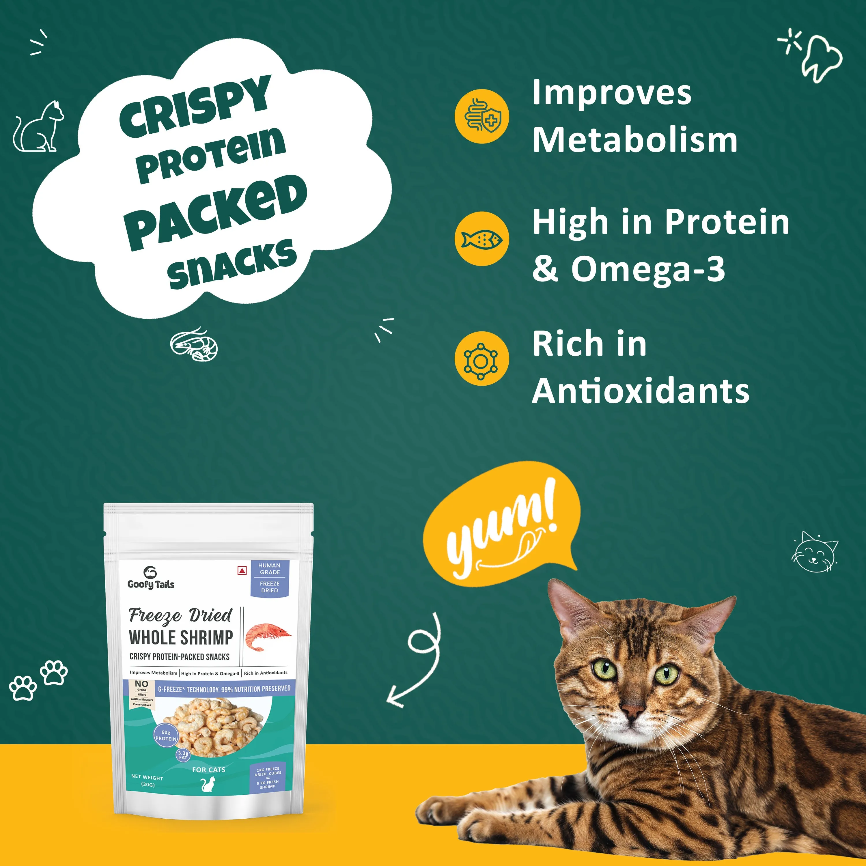 Freeze Dried Shrimp And Chicken & Sardine Treat Combo for Cats and Kittens