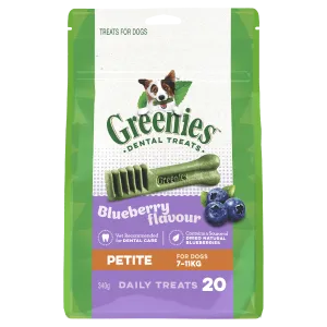 Greenies Dog Blueberry Dental Health Treats for Petite Dogs 340g