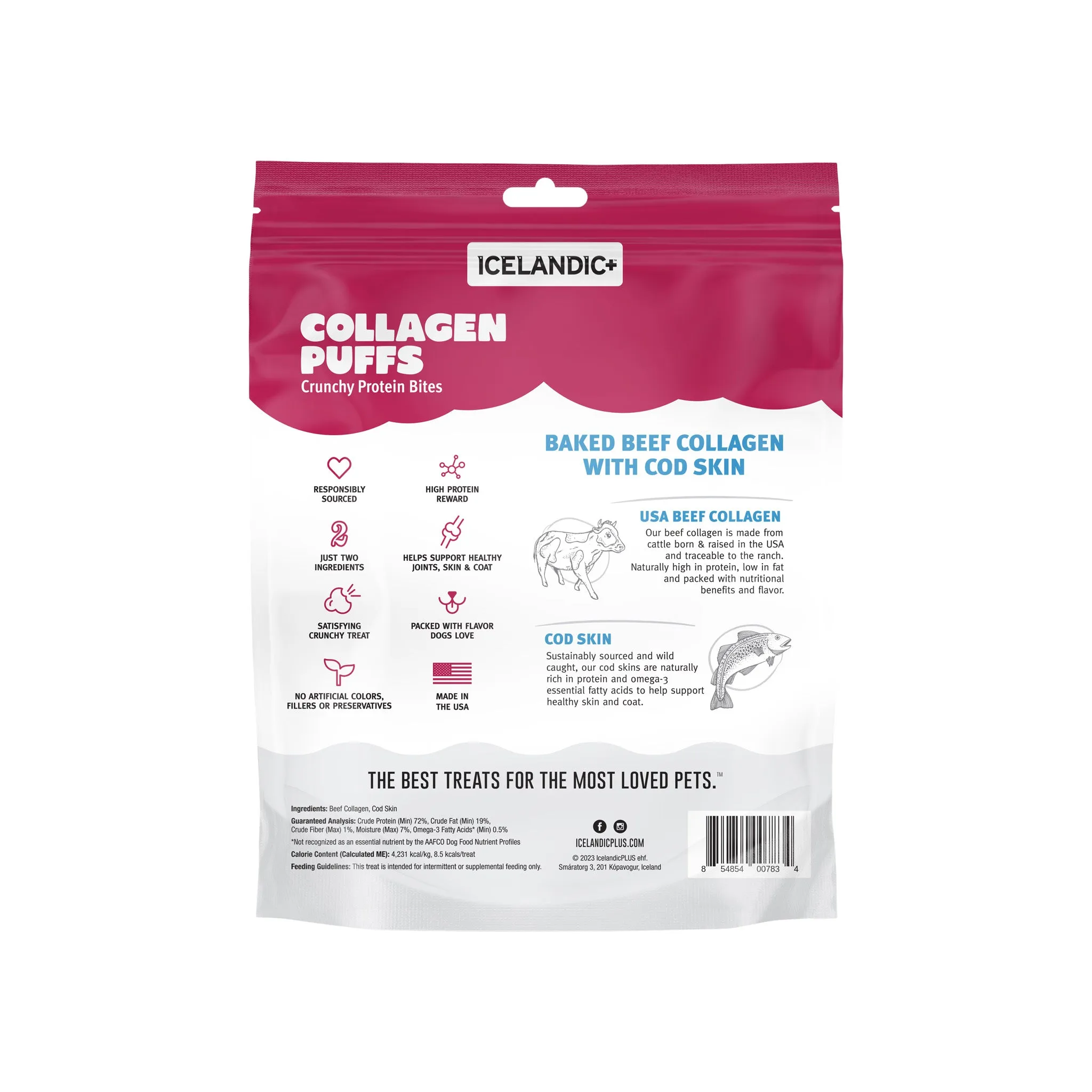 Icelandic  Beef Collagen Puffs Dehydrated Dog Treats