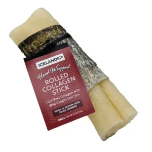 Icelandic  Dehydrated Rolled Cod Skin Wrapped Beef Collagen Chew .75 oz