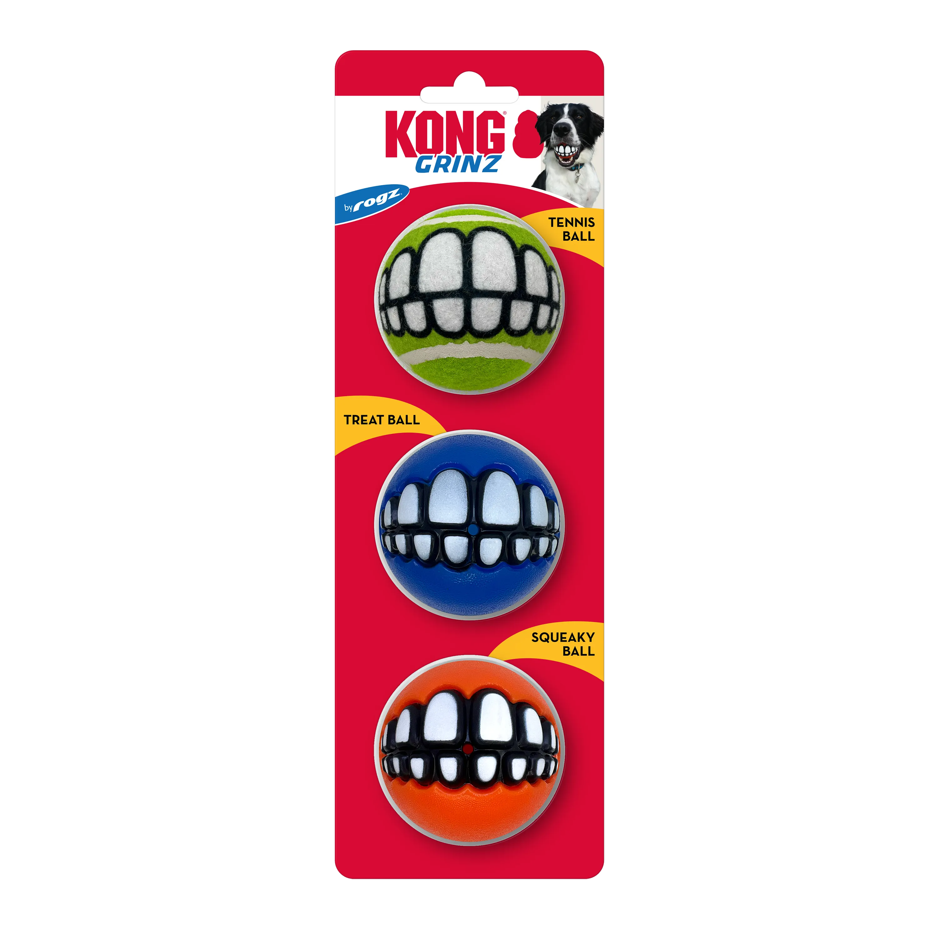 KONG Grinz By Rogz Variety 3-Pk Dog Toy (Medium)