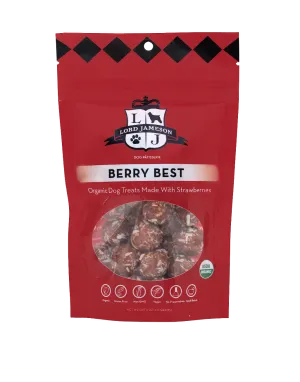 Lord Jameson Organic Dog Treats Berry Best - Strawberries, Beets   Coconut 6oz Bag