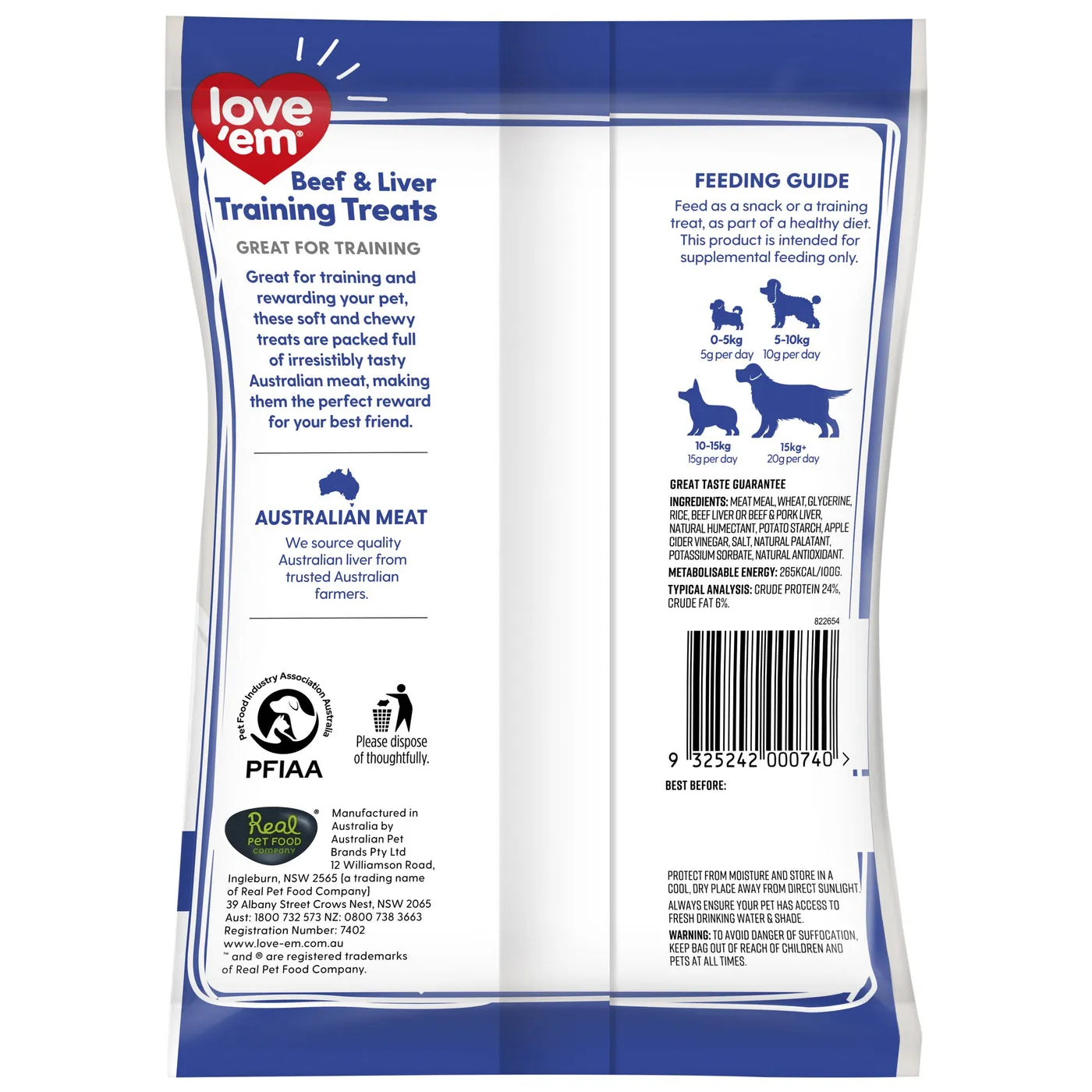 Love Em Beef and Liver Training Dog Treats 200g x 5