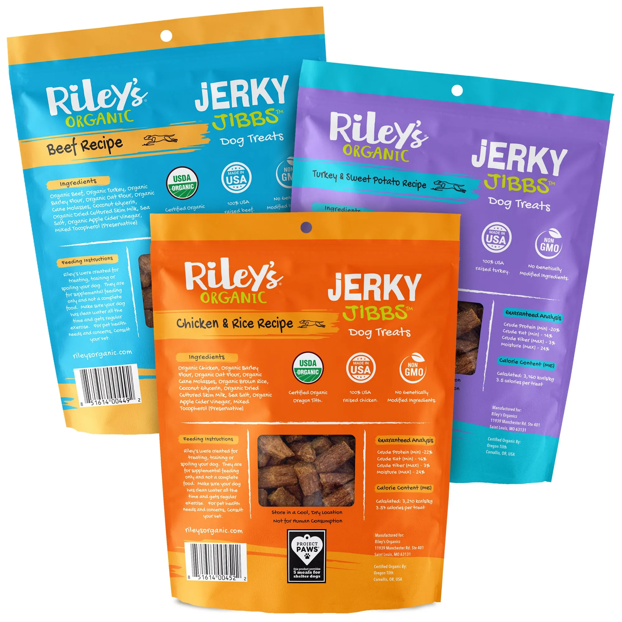 Organic Jerky Jibbs 5oz Variety Pack (Chicken, Beef & Turkey)