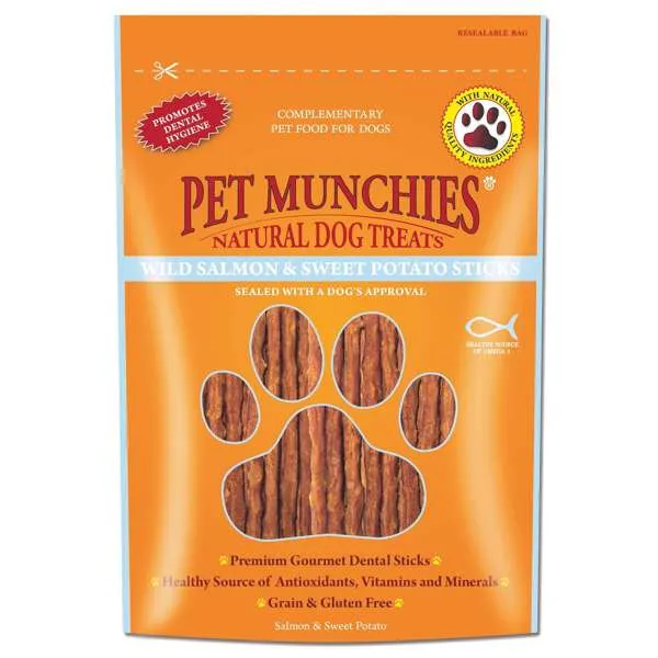 Pet Munchies Dog Treats Wild Salmon & Sweet Potato Dental Sticks