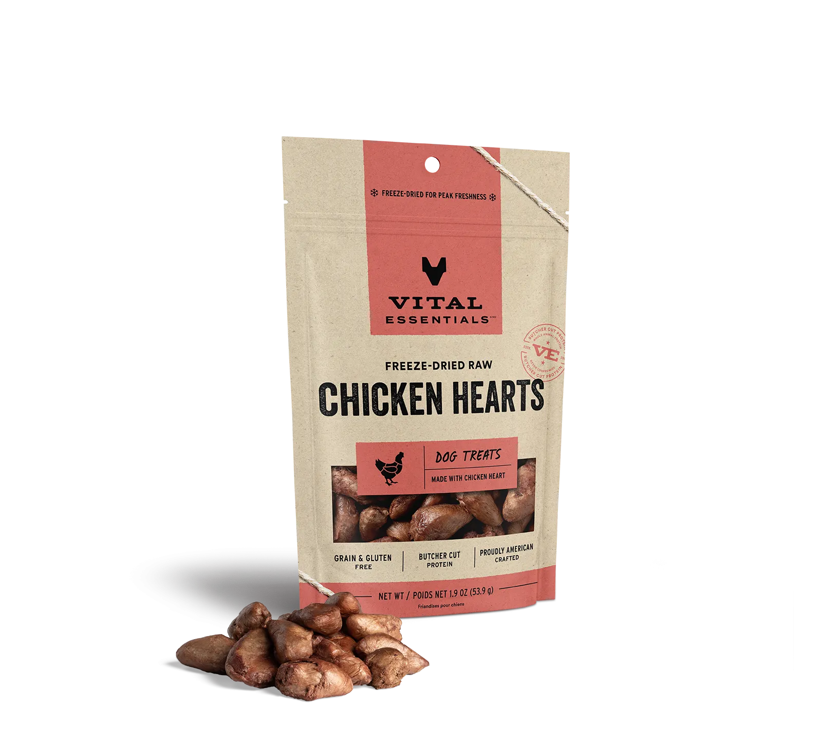 Vital Essentials Freeze-Dried Chicken Hearts Dog Treats