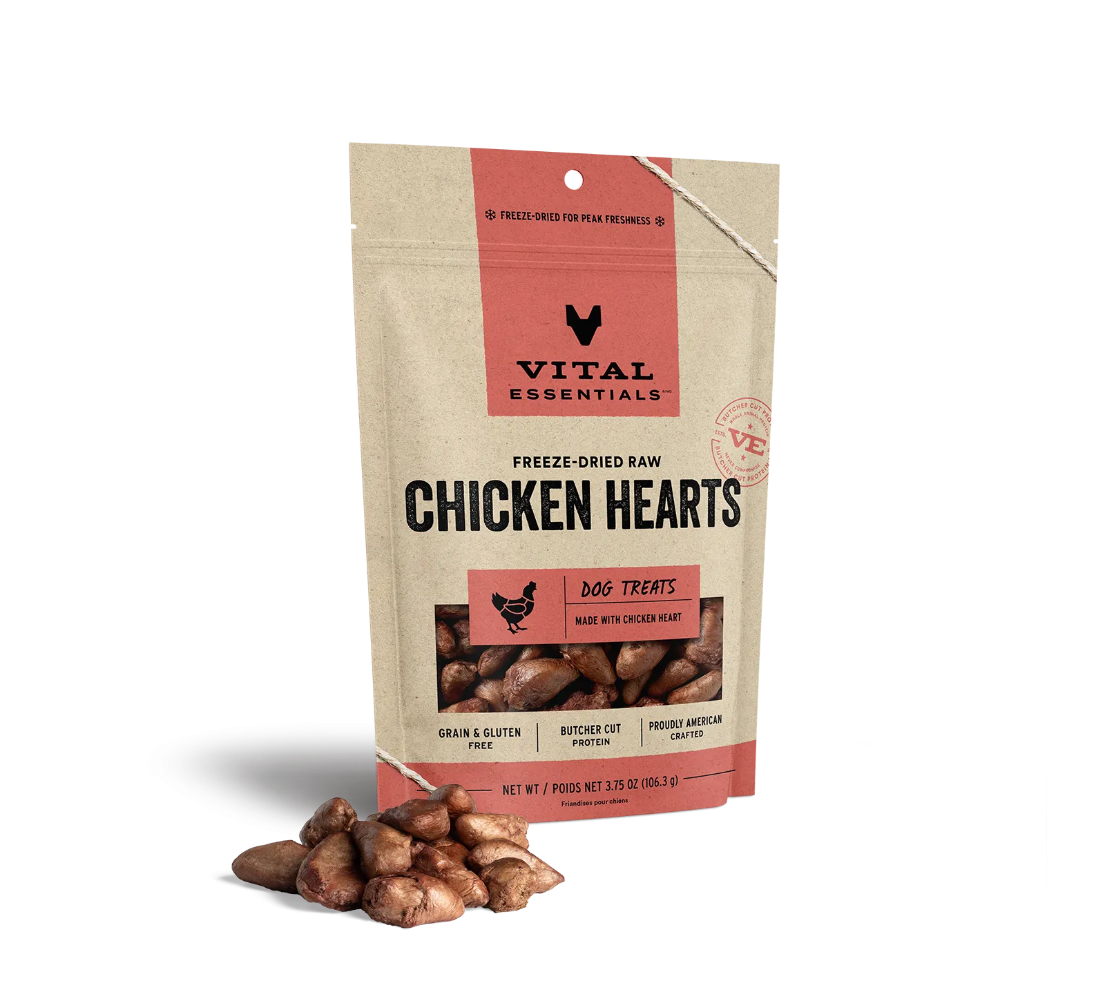 Vital Essentials Freeze-Dried Chicken Hearts Dog Treats