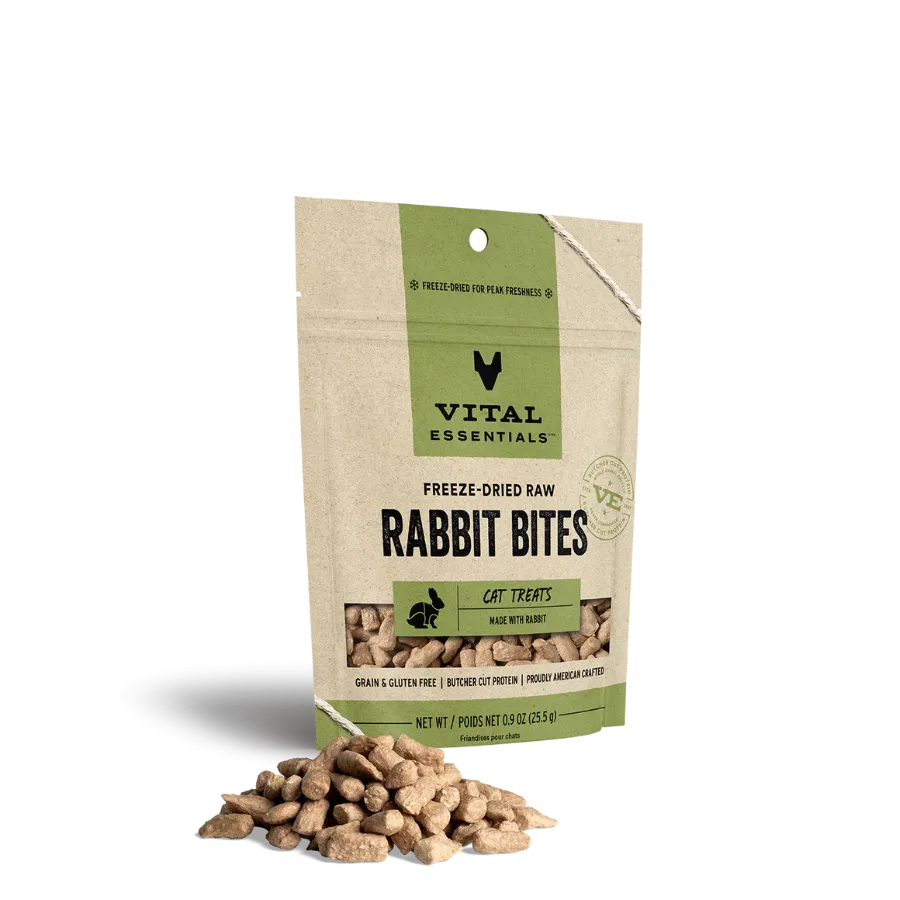 Vital Essentials Freeze-Dried Rabbit Bites Cat Treats .9oz