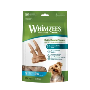 Whimzees All Natural Dental Treats for Dogs Antler S 24pcs