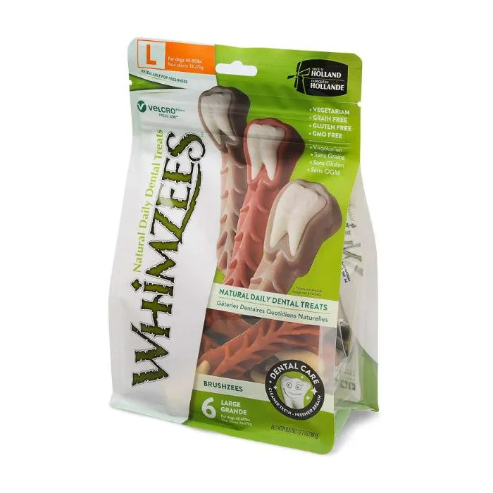 Whimzees  Brushzees  Dental Dog Treat - Natural, Grain Free