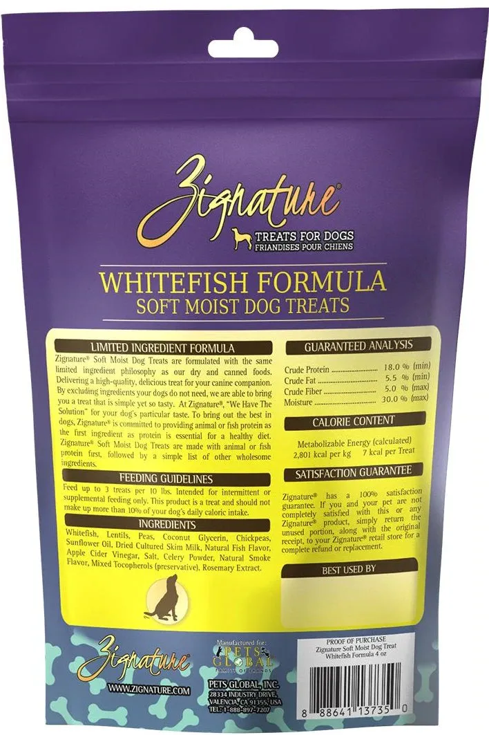 Zignature Whitefish Formula Soft & Chewy Dog Treats 4 oz (OLD)